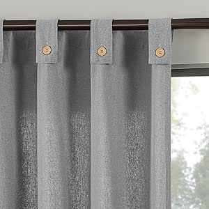 Archaeo Cotton Blend Button Tab Top Curtain, 40" x 84", Gray Tab Top Curtains, Tab Curtains, Cleaning Curtains, Curtain Shop, Kitchen Blinds, Grey Panels, Grey Curtains, Level Design, Light Filter