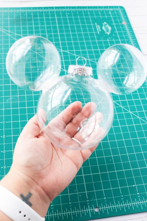 DIY Dollar Tree Mickey Mouse Ornament | Simply Bessy Disney Ball Ornaments Diy, Mickey Mouse Decorations Diy, Mickey Mouse Ornaments Diy, Mickey Mouse Diy Decorations, Mickey Mouse Tree Topper, Mickey Mouse Christmas Nails, Mickey Mouse Diy, Disney Christmas Diy, Mickey Decor