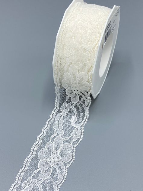 The Lace Ribbon is a soft Lace Ribbon trim of 2 inches wide. Perfect to use for decorating, floral design and crafts. Funky Crochet, Arm Tats, Gemini And Aquarius, Creative Gift Wrapping, Lace Decor, Wedding Ribbon, Lace Trims, Crochet Stuff, Lace Ribbon