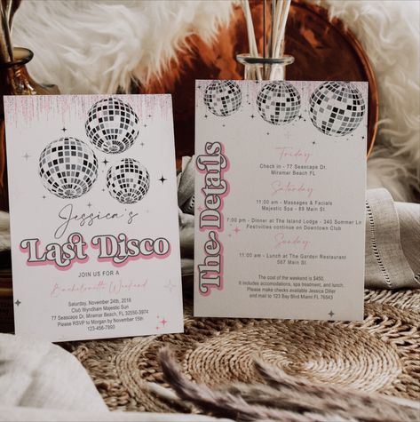 Last Disco, Bachelorette Invitation, Us Holidays, Bachelorette Invitations, Retro Groovy, Photo Printer, Some Text, Disco Party, Mobile Device