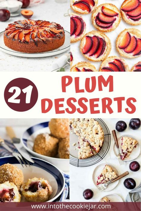 Different plum desserts Plum Bundt Cake, Desserts With Plums, Dessert With Plums, Plum Dessert Recipes Easy, Plum Recipes Dessert, Plum Tart Recipes, What To Do With Plums, Recipes With Plums, Plum Puffs