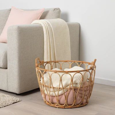 Wicker Baskets - Baskets - IKEA Ikea Basket, Ikea Desk Hack, Ikea Finds, Blanket Basket, Rattan Furniture, Ikea Hacks, Ikea Hack, My New Room, Apartment Living