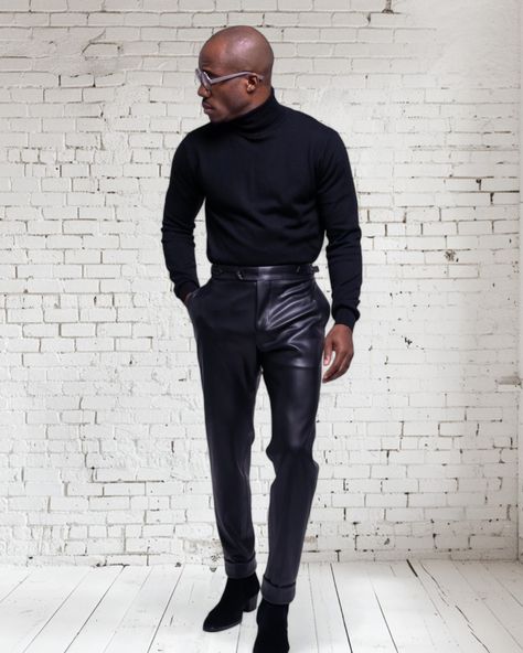 Feel the allure of sophistication with every wear of the Sleek Noir Leather Pants. These trousers blend comfort with urban style, ensuring you stand out with every move. Perfect for any occasion, they are a must-have for the modern man. Ready to redefine your wardrobe? Shop now. #RefinedGentleman #TimelessStyle #FashionForGents #ProfessionalLook #ClassicAndModern #ElegantEnsemble #SophisticatedStyle #MensWardrobe #FashionForwardMen #DapperlyDone #OotdMen #LeatherPants #shopblack Black Leather Pants Outfit, Leather Pants Outfit, Pants Outfit Men, Dapper Gentleman, Mens Casual Dress Outfits, Black Leather Pants, Leather Pant, Modern Gentleman, Mens Casual Dress