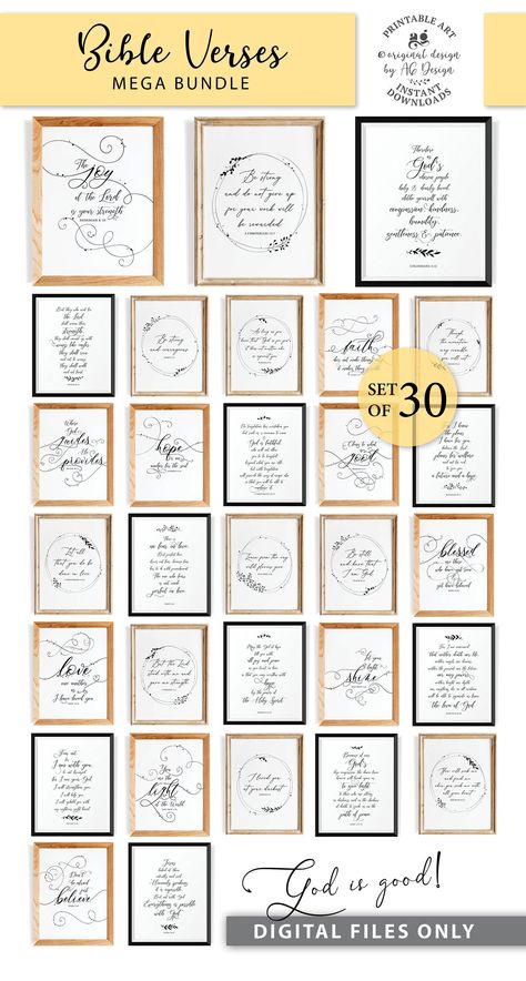 Bible Verse Digital Printable Bundle Set of 30, Christian Wall Art, Religious wall decor, Scripture print, Christian Gifts, INSTANT DOWNLOAD Bible Signs, Posters Christian, Scripture Posters, Christian Scriptures, Business Woman Quotes, Make Business Cards, Holly Wreath, Religious Wall Decor, Handmade Stuff