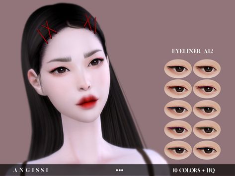 Sims 4 Cc Skin Details Korean, Korean Eyeliner, Sims4 Mod, Korean Eyeshadow, Cc Makeup, Bts Makeup, Classic Eyeliner, Sims 4 Cc Eyes, Cc Sims4