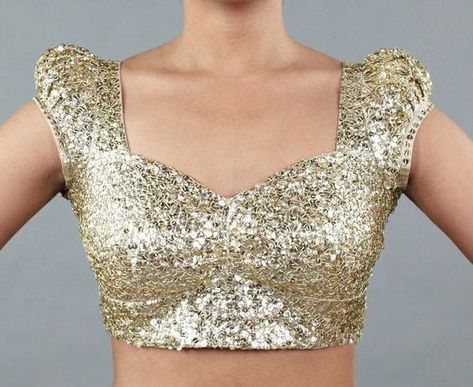 Top 10 Sequin Blouse Designs for Saree with Price - Wedlockindia.com Sequin Saree Blouse Designs, Sequin Blouse Designs, Golden Blouse Designs, Sequin Saree Blouse, Gold Sequin Blouse, Saree Jacket, Golden Blouse, Sequin Saree, Saree Blouse Neck Designs