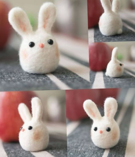 Diy Laine, Tovad Ull, Felted Bunny, Felting Diy, Needle Felting Ideas, Needle Felting Diy, Felted Wool Crafts, Wool Needle Felting, Felt Bunny