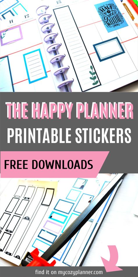 Are you looking for FREE planner stickers for your The Happy Planner, Erin Condren, any other planner or bullet journal? You are at the right place! You can download printable Planner Box stickers right here, on this page. They fit perfectly for MAMBI Classic planner, but many of frames from this sticker sheet can be good for other planners as well. #freePlannerStickers #freePlannerPrintables #FreeDigitalDownloads #DIYPlannerStickers #TheHappyPlanner Happy Planner Free Printable Stickers Boxes, Classic Happy Planner Printables Free, Happy Planner Stickers Free, Happy Planner Free Printable, Free Calendars, Happy Planner Printables, Happy Planners, Planner Diy, Franklin Covey