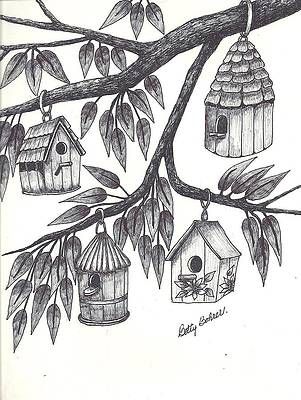 Outdoor Birdhouses, Painting Images, House Sketch, Home Tattoo, Bird Tree, House Drawing, Sketch Inspiration, A Level Art, Birds Tattoo