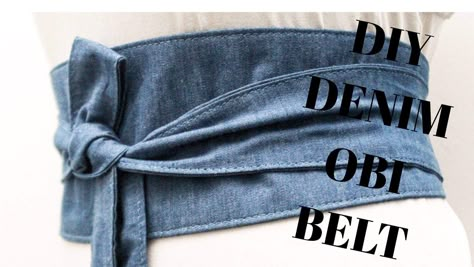 DIY | HOW TO MAKE AN OBI BELT OUT OF OLD JEANS | EASY TUTORIAL | Kimzy Lykiah How To Sew An Obi Belt, Wrap Belt Diy, Denim Obi Belt, Fabric Belt Ideas, Fabric Belts For Women Diy, Fabric Belt Pattern, Diy Denim Belt, How To Make A Belt, Obi Upcycle