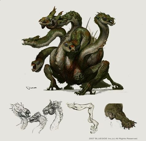 Hydra || CHARACTER DESIGN REFERENCES | Find more at https://www.facebook.com/CharacterDesignReferences if you're looking for: #line #art #character #design #model #sheet #illustration #expressions #best #concept #animation #drawing #archive #library #reference #anatomy #traditional #draw #development #artist #pose #settei #gestures #how #to #tutorial #conceptart #modelsheet #cartoon #monster: Concept Art World, Fantasy Beasts, Legendary Creature, Fantasy Monster, Creature Feature, Monster Design, Creature Concept Art, Fantasy Dragon, Creature Concept