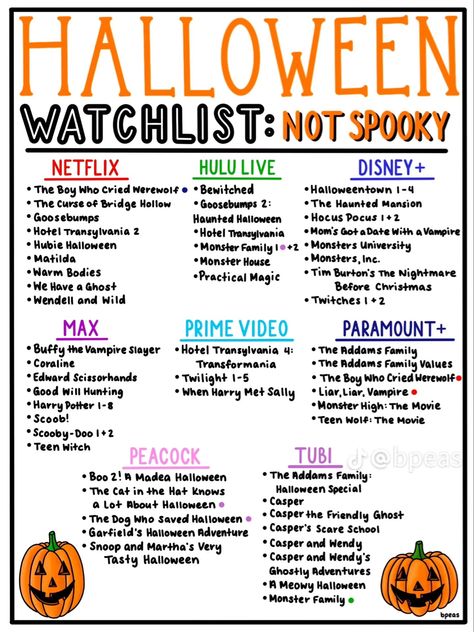 Hocus Pocus Treats, Disney Halloween Movies, Scary Movie List, Anna Wilson, Halloween Things To Do, Halloween Movies To Watch, Halloween Movies List, Scary Movie Night, Disney Movies List