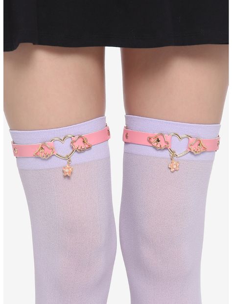 https://www.hottopic.com/product/cherry-blossom-winged-heart-garter-set/14766160.html?cgid=new Heart Garter, Alt Shoes, Pink Garter, Pop Culture Gifts, Winged Heart, Pink Choker, Leg Garter, Pretty Heart, Pastel Goth Fashion