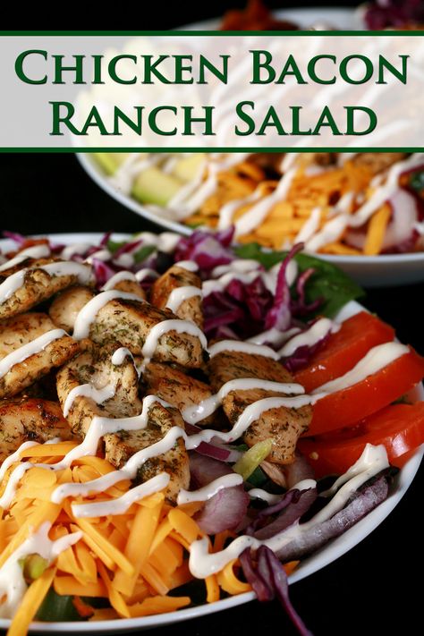 Chicken Bacon Ranch Salad Recipe, Chicken Bacon Ranch Salad, Ranch Salad Recipes, Bacon Ranch Salad, Salad Recipes Low Carb, Ranch Salad, Recipe Low Carb, Chicken Bacon Ranch, Bacon Ranch