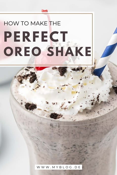 These Oreo Milkshakes are so easy to make and are a great way to make memories and traditions with the family! Get the full recipe now on the blog! Oreo Milkshake Recipe With Ice Cream, How To Make An Oreo Milkshake, Oreo Shake Without Ice Cream, Home Made Milkshakes, How To Make Milkshakes At Home, Homemade Milkshake Recipe Easy, Simple Milkshake Recipe, Thick Oreo Milkshake Recipe, Oreo Shake Recipe