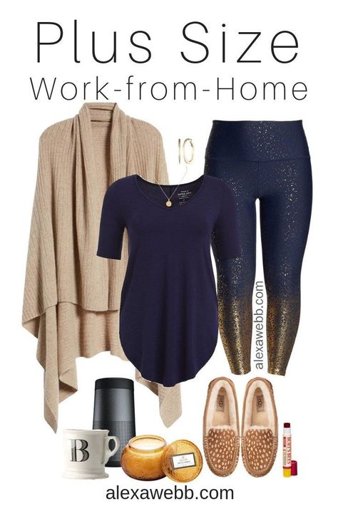 Plus Size Work-From-Home Outfit - Plus Size Casual Outfit Idea - Plus Size Glitter Leggings - Plus Size Fashion for Women - alexawebb.com #plussize #alexawebb Trip Outfit, Work From Home Outfit, Mode Tips, Plus Size Work, Look Plus Size, Fitness Wear, Stylish Plus, Plus Size Fashion For Women, Plus Size Leggings