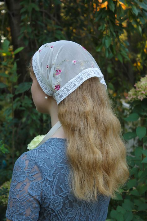 Cottagecore Hat, Christian Veils, Christian Head Covering, Conservative Fashion, Head Wrap Styles, Lace Headband, Bandana Styles, St Therese, Lace Headbands