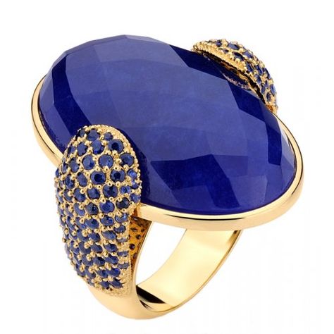 Blue Jade And Blue Sapphire Ring. 18K Gold ring with faceted blue jade and 1.88tcw blue sapphires. Center stone measures 31mm in length and 26mm in width. Gemstone Rings Vintage, Vail Colorado, Blue Jade, Oscar Niemeyer, Blue Accessories, Jewelry Blue, Exclusive Jewelry, Bling Rings, Blue Jewelry