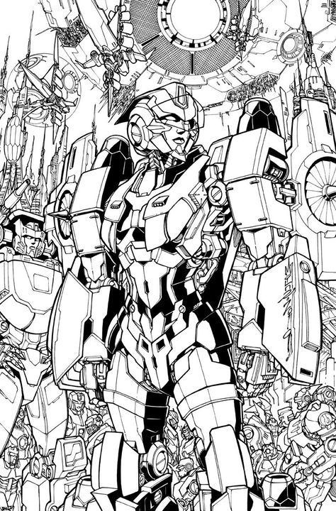 Mirage Transformers Drawing, Transformers Line Art, Transformers Jetfire, Transformers Comic Art, Transformers Humanized, Transformers Drawing, Original Transformers, Predator Alien Art, Superhero Coloring