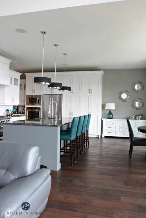 Sherwin Williams Dorian Gray SW 7017: Paint Color Review - Kylie M Interiors Contemporary White Kitchen, Floor Stain Colors, Wood Floor Stain Colors, Kylie M Interiors, Warm Grey Paint Colors, Best Gray Paint, Best Gray Paint Color, Warm Gray Paint, Greige Paint Colors