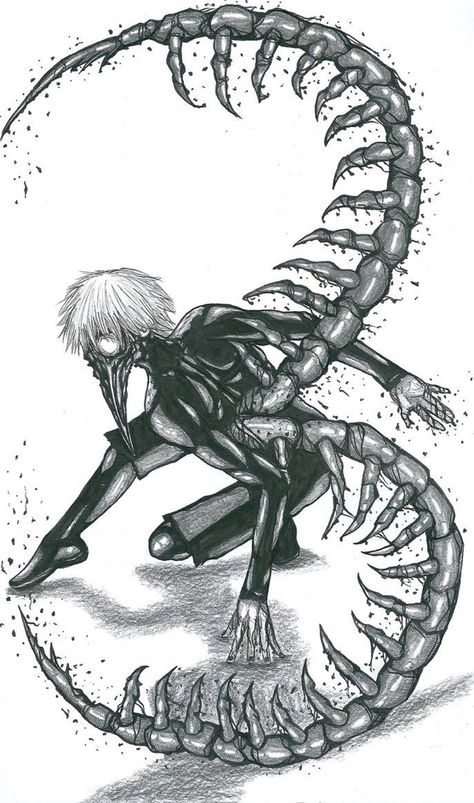 Kaneki centipede Kaneki Ken, Tokyo Ghoul, Tokyo, Black And White, Anime, White, Black