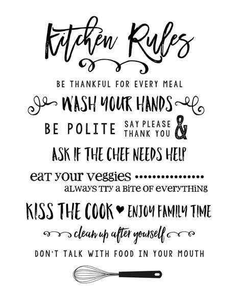 Kitchen Rules Printable - Lil' Luna Kitchen Rules Printable, Cute Kitchen Decor, Kitchen Printables, Kitchen Rules, Foto Transfer, Kitchen Quotes, Kitchen Design Decor, House Rules, Cute Kitchen