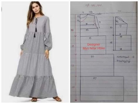 Long Dress Sewing Patterns, Blouse Pattern Free, Slip Dress Pattern, Linen Dress Pattern, Abaya Pattern, Ropa Upcycling, Dress Sewing Patterns Free, Clothing Pattern Design, Long Dress Patterns