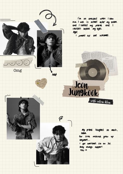 Korean Journal Aesthetic, Jk Journal, Jungkook Journal, Calvin Klein Jungkook, Bujo 2023, Boys Korean, Army Art, Bts Journal, Aesthetic Writing