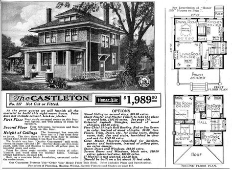 The American foursquare house is present in almost every urban neighborhood developed in the first half of the 20th century. Due to its inexpensive, yet practical, spacious, and attractive design, the American foursquare became the dwelling of choice for families looking to buy or build new homes at a reasonable price across the United States. Sears House Plans, Sears House, Sears Catalog Homes, Sears Kit Homes, Four Square Homes, American Foursquare, House Kits, Tiny House Blog, Sears Catalog