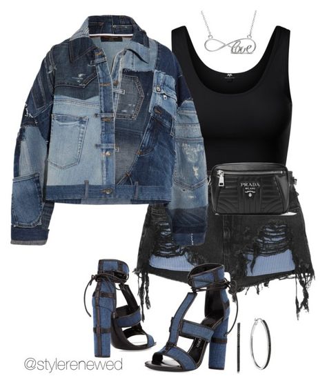 "Denim Vibes" by sherristylz ❤ liked on Polyvore featuring Alexander Wang, Prada, Dolce&Gabbana, Tom Ford and Allurez Prada Outfits, Punk Style Outfits, Clueless Outfits, Tomboy Style Outfits, Causual Outfits, Fashion Attire, Cute Swag Outfits, Tomboy Fashion, Baddie Outfits Casual