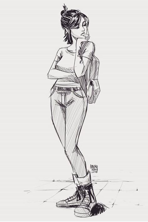 Girl Character, Drawing Sketch, Pencil Drawing, Full Body, Sketch, Pencil, Anime