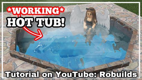 NO BLOCKBUX NEEDED #bloxburg Bloxburg House Tutorial, Hotel Bloxburg, Custom Hot Tubs, Bloxburg Clothes, House Plans With Pictures, Hot Tub Backyard, Hotel Pool, Merch Store, Custom Pools