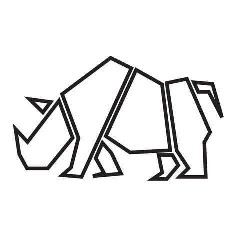 animal rhino geometric lines logo symbol vector icon illustration graphic design Rhino Vector Illustration, Geometric Rhino Tattoo, Rhino Line Art, Geometric Animal Illustration, Graphic Design Sketches, Tattoo Rhino, Rhino Tattoo Design, Animals Line Drawing, Rhinoceros Drawing