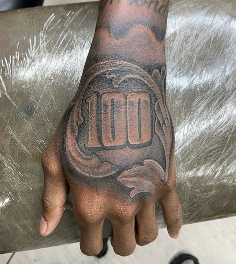 Otf Hand Tattoo, Money Bag Hand Tattoo, Money Hand Tattoo, Black Men Hand Tattoos, Polo Tattoo, Moneybag Tattoos, Money Sign Tattoo, Hand Tatts, Money Bag Tattoo