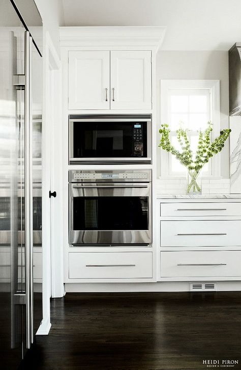 Kids are off to College? Get Busy with a Kitchen Remodel! Wall Oven Kitchen, Cabinet Faces, Wall Oven Microwave, Microwave In Kitchen, Kitchen Cabinets Makeover, Classic Kitchen, White Kitchen Design, Cabinet Makeover, Black Kitchen