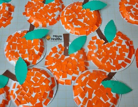 Orange Crafts For Kids, Orange Preschool Activities, Kindergarten Art Activities, Lemon Crafts, Alphabet Crafts Preschool, Fruit Crafts, Orange Craft, Craft Work For Kids, Fine Motor Activities For Kids