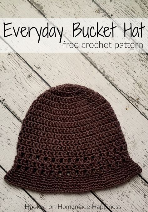 Everyday Crochet Bucket Hat Pattern (Crochet Along for a Cause) | Hooked on Homemade Happiness Crochet Bucket Hat Pattern, Bucket Hat Crochet Pattern, Cappello Cloche, Crochet Turban, Crochet Adult Hat, Bucket Hat Crochet, Bucket Hat Pattern, Chemo Hats, Crochet Sun Hat