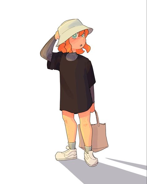 Summer Hat Drawing, How To Draw A Bucket Hat, Floppy Hat Drawing, Bucket Hat Drawing Reference, Bucket Hat Reference, Backwards Hat Drawing, Holding Hat Pose Drawing, Bucket Hat Sketch, Bucket Hat Character