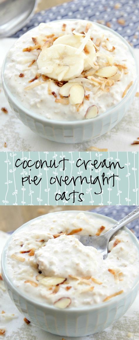 Coconut Cream Pie Overnight Oats, Açai Bowls, Oat Recipes Healthy, Overnight Oats Recipe Healthy, Overnight Oat, Overnight Oats Healthy, Overnight Oatmeal, Coconut Cream Pie, What's For Breakfast