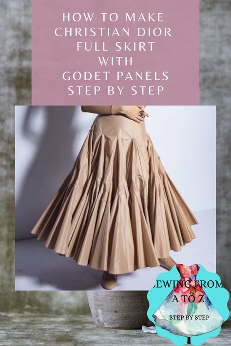 HI TO MY CHANNEL,IN THIS TUTORIAL I WILL SHOW YOU HOW O MAKE THIS BEAUTIFUL SKIRT WITH GODET PANEL STEP BY STEP Dior Skirt Outfit, Skirt Outfit 2023, Panel Dress Pattern, Paneled Skirt Pattern, Skirt With Godet, Unique Sewing Patterns, Godet Dress, Dior Skirt, Couture Skirts