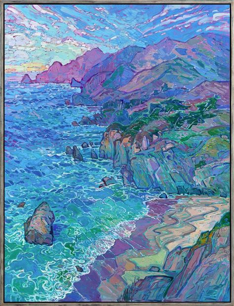 Coastal Flowers, American Impressionism, Erin Hanson, Coastal Artwork, Contemporary Impressionism, Modern Impressionism, Highway 1, Big Sur California, Carmel By The Sea