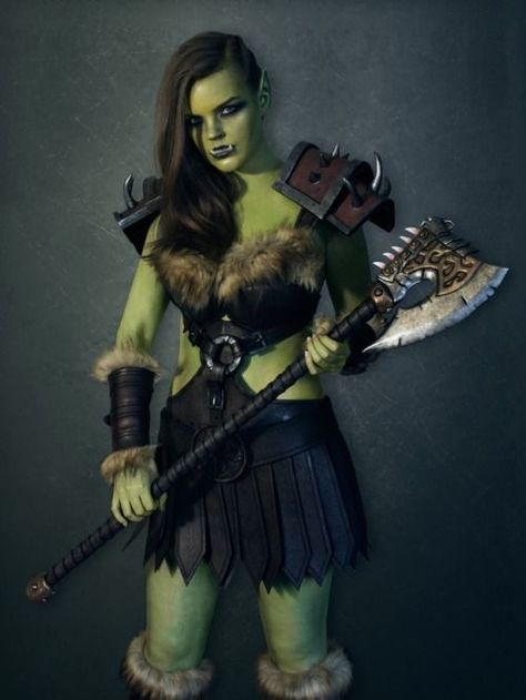 beautiful half orc female art - Google Search Orc Queen, Orc Rpg, Barbarian Outfit, Orc Cosplay, Orc Tribe, Female Half Orc, Orc Girl, Half Orc Barbarian, Alien Women