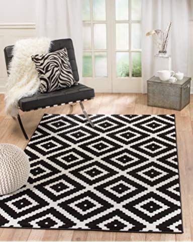 Black Floors, White Carpet, Area Rug Sizes, Rug Modern, Black Area Rugs, Abstract Rug, Contemporary Area Rugs, White Rug, White Area Rug