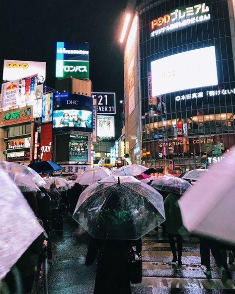 Shibuya Crossing, Tokyo, Japan  #shibuya #tokyo #japan #rain #umbrella #buildings #people #road #neon #signs #night #photography #streetphotography   Photo by Fred Rivett http://fredrivett.com Japan Shibuya, Tokyo Aesthetic, Rainy Street, Tokyo Streets, Clear Umbrella, Tokyo Japan Travel, Shibuya Crossing, Shibuya Tokyo, Tokyo City