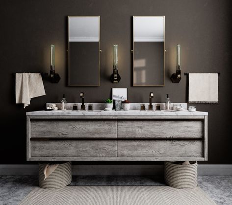 ArtStation - Bathroom (UE4), Orhan YILMAZ Double Floating Vanity, 2021 Bathroom Trends, Bathroom Model, Linen Cabinets, Bathroom Design Trends, Small Bathroom Vanities, Steam Shower, Floating Bathroom Vanity, Floating Vanity