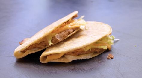 Jack in the Box Tacos Recipe from Sam The Cooking Guy Jack In The Box Tacos, Mini Taco, Mini Tacos, Taco Ingredients, Mexican Cooking, Iceberg Lettuce, American Cheese, Skinless Chicken Thighs, Jack In The Box