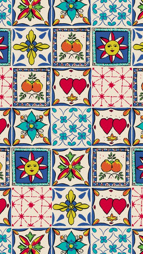 Wallpapers - Baggu Maximalist Wallpaper, Iphone Wallpaper Photos, Phone Wallpaper Patterns, Tile Pattern, Arte Inspo, Cute Patterns Wallpaper, Iphone Background Wallpaper, Art Collage Wall, Summer Wallpaper