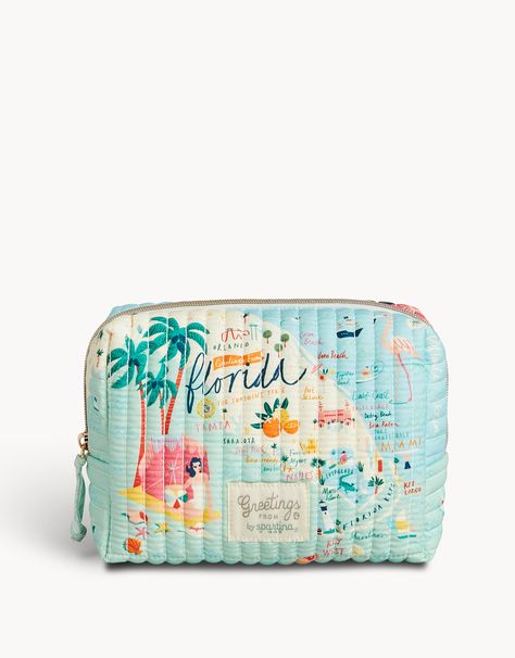 Florida Quilted Cosmetic Bag Storing Bags, Quilted Cosmetic Bag, Summer Wishlist, School Bag Essentials, Cotton Bags, Travel Essentials List, Paper Store, Spartina 449, 17th Birthday