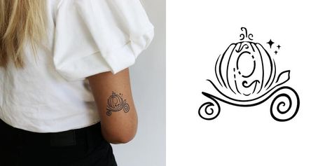 10 Tattoos Inspired by the Magic Kingdom - inkbox™ Disney Line Work Tattoo, Disney Tattoos Cinderella, Cinderella Tattoo, Disney Lines, Create Your Own Tattoo, Inkbox Tattoo, Tattoo Signs, Nail Art Disney, Line Work Tattoo