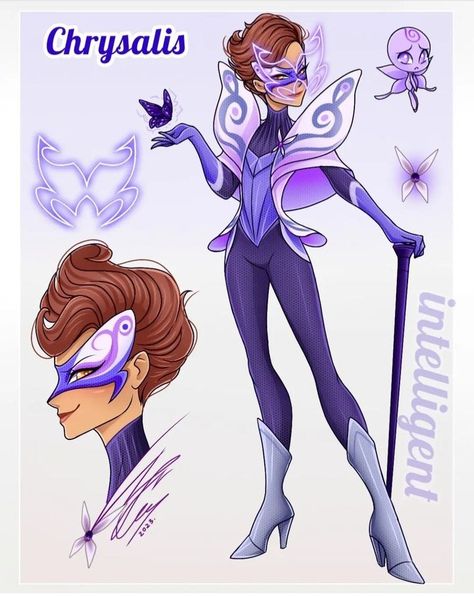 Miraculous Ladybug Villains, Ladybug Outfits, Tikki Y Plagg, Purple Bird, Superhero Villains, Miraculous Ladybug Oc, Star Wars Drawings, Miraculous Characters, Miraculous Ladybug Movie